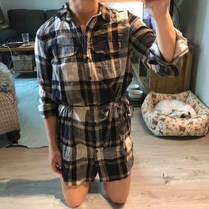 LOFT plaid dress with tie